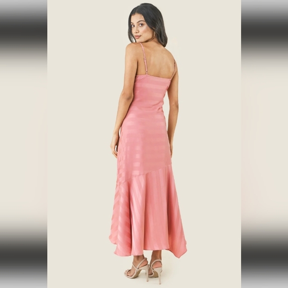 Sugar + Lips Rosado Striped Satin Slip Sleeveless Dress - Picture 2 of 4